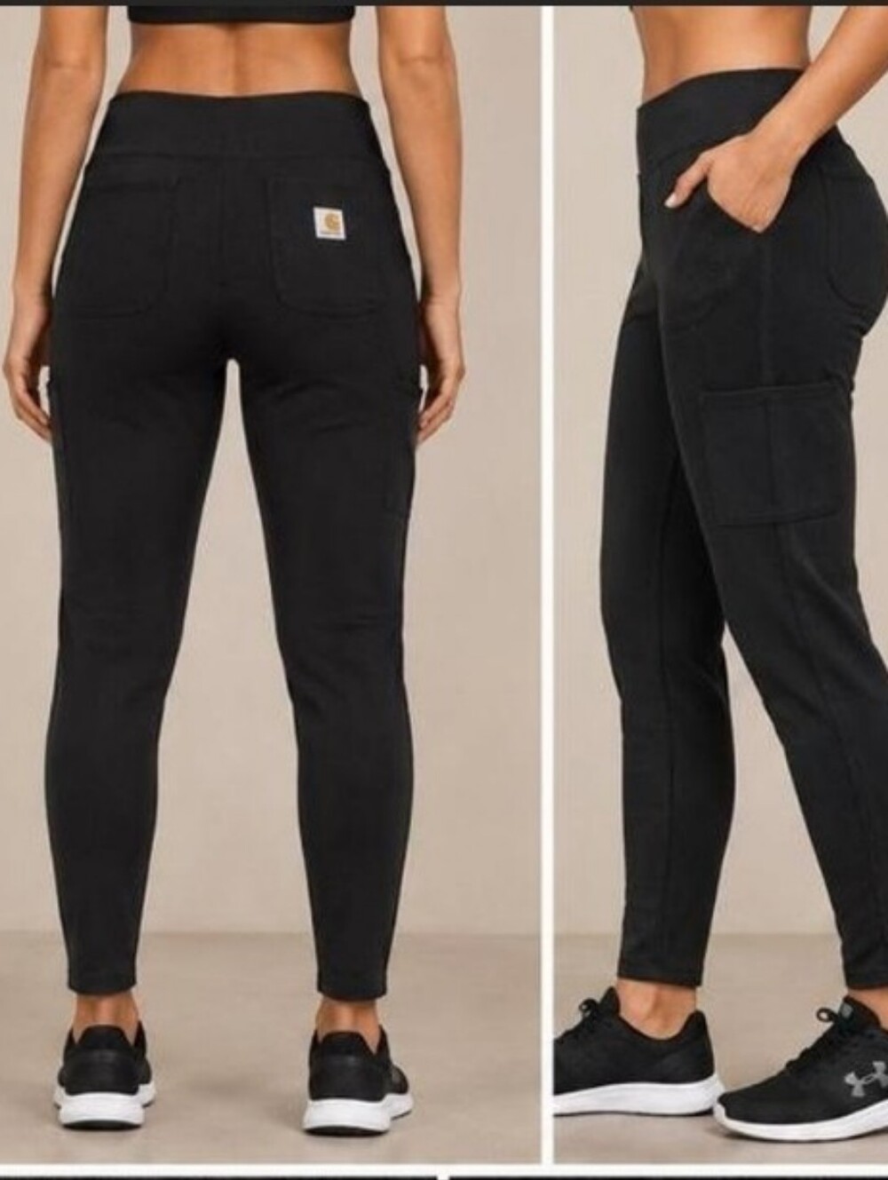 Carhartt Fitted Women Black Leggings with Reinforced Stitching in Utility Knit